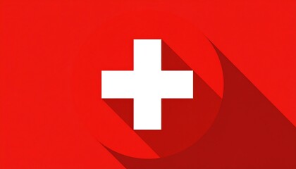 Obraz premium Striking Red and White Geometric Design with Bold Cross and Subtle Shadows