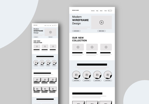Modern Landing Page Wireframe Design Template