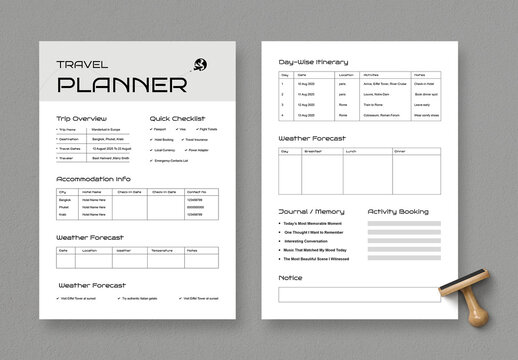 Modern Travel Planner Template Layout