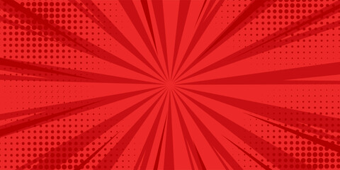 Red comic effect background with halftone. pop art comic-style vector background.