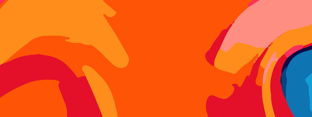 Obraz premium Colorful Explosion of Flowing Abstract Waves in Bold Rainbow Hues. Radiant Abstract Design Featuring Bright Orange, Blue, Red, and Pink Tones. Expressive Abstract Wave Patterns in Bold, Vivid Contrast