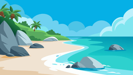Tropical Beach Vector Illustration 