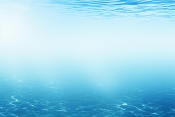 Underwater view of a crystal clear water surface, gentle ripples and light reflections creating a serene and tranquil ambiance