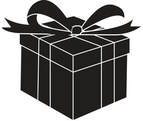 Diagonal view gift box icon with decorative bow, premium wrapped present for holidays and parties with transparent background