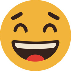 Smiling vector face illustration: A cheerful emoticon icon with an open mouth and bright eyes