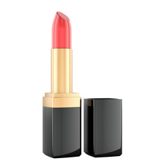 Obraz premium Red lipstick in black case. 3D rendering