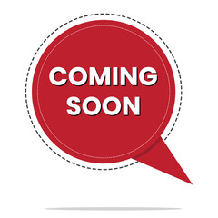 Coming Soon Announcement Badge Icon – Red Speech Bubble Label Design