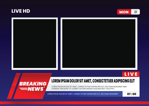 Lower third tv header, headline and news bars. Vector modern colorful red blue white. video title or television news bar isolated template.