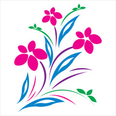 Pink floral vector illustration with blossom and leaf pattern design