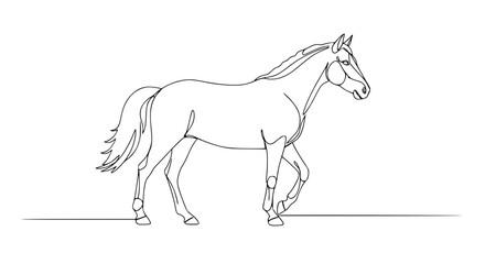 Outline vector illustration of a horse walking gracefully  