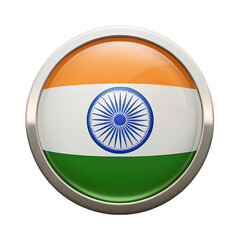 3D Glossy Indian Flag Icon Representing India&rsquo;s National Identity, Culture, and Patriotism 