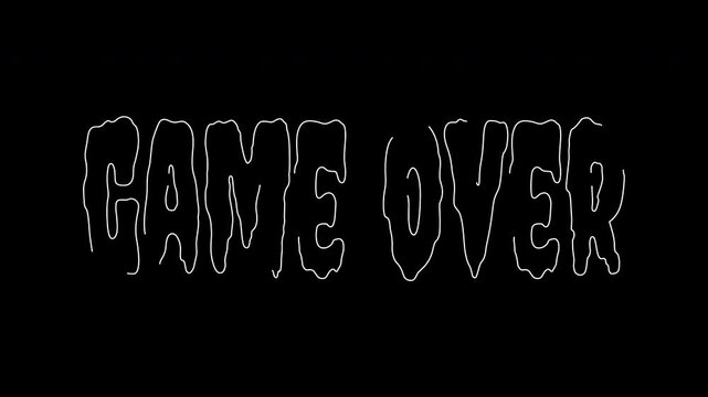 Animation of abstract light in white with the text "Game Over" - written in horror script represents the end of something