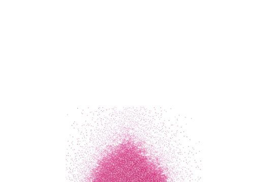 Tiny, shimmering pink glitter particles on a transparent background forming a vertical gradient with ample copy space at the top, captured with a top-down flat lay view and no shadows, concept of
