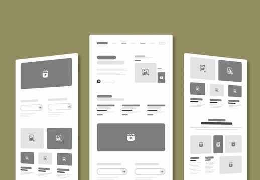 Modern Landing Page Wireframe Template for UX UI Design Layout