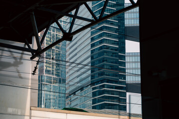 blue wall business buildings architectural background