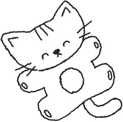 누워 있는 고양이 손그림 스티커