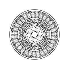 Elegant Mandala Line Art | Intricate Circular Floral Vector for black and white background , Tattoo & Wall Art. 