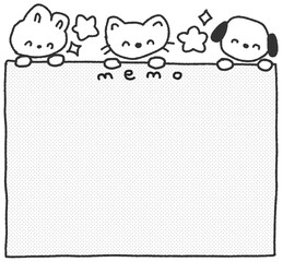 토끼 고양이 강아지 메모 손그림 스티커 © titi.drawing