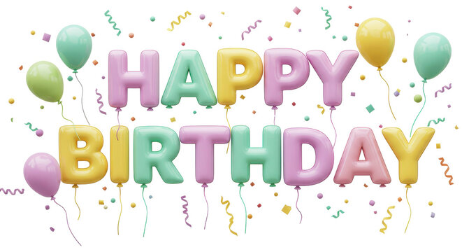 Celebrate joyfully with vibrant balloon letters and festive confetti for any happy occasion