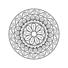 Elegant Mandala Line Art | Intricate Circular Floral Vector for black and white background , Tattoo & Wall Art. 