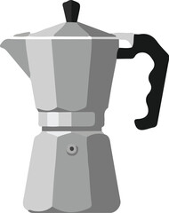 Traditional Moka Pot Stovetop Coffee Maker Illustration for Espresso and Coffee Brewing