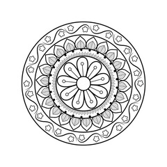 Elegant Mandala Line Art | Intricate Circular Floral Vector for black and white background , Tattoo & Wall Art. 