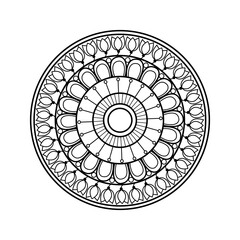 Elegant Mandala Line Art | Intricate Circular Floral Vector for black and white background , Tattoo & Wall Art. 