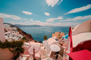 サントリーニ島のフィラの美しい風景