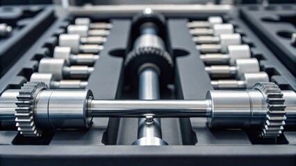 Fototapeta premium Close-up of metallic tools arranged neatly in a toolbox, showcasing precision engineering and craftsmanship.