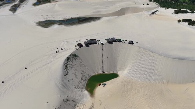Canoa Quebrada dunes are cluttered with buggies and quadricycles on the sand. Brazil.