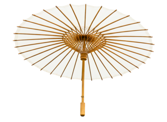 Traditional asian paper parasol umbrella isolated on transparent background