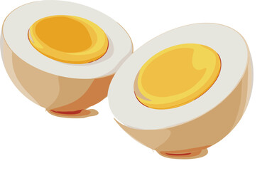 Realistic boiled egg halves illustration, soft yolk center, healthy food concept, protein rich snack, organic diet meal, clean vector design for nutrition
