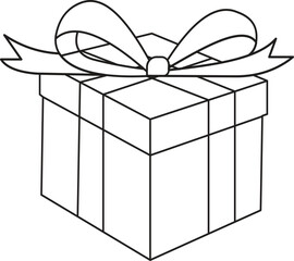 Diagonal view gift box icon with decorative bow, premium wrapped present for holidays and parties with transparent background
