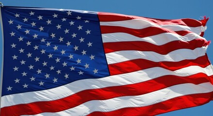 United states flag waving in clear sky