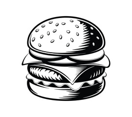 Fototapeta premium Burger Logo Silhouette Illustration