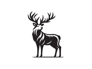 Black and White Vector Illustration of a Deer in Minimal Style silhouette