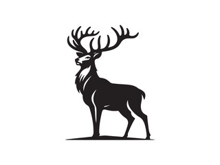 Black and White Vector Illustration of a Deer in Minimal Style silhouette