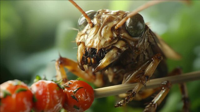 Colorful vegetable meal for bugs.