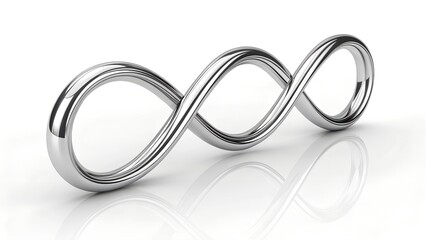 3D Chrome squiggle line isolated. Metallic tangled line 3D element, abstract metal curve.