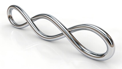 Fototapeta premium 3D Chrome squiggle line isolated. Metallic tangled line 3D element, abstract metal curve.