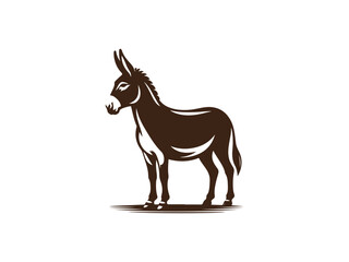 Fototapeta premium Black and White Vector Illustration of a Donkey in Minimal Style silhouette