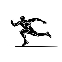 Muscular Male Runner Silhouette with Highlighted Contours