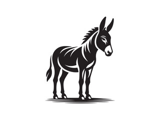 Black and White Vector Illustration of a Donkey in Minimal Style silhouette