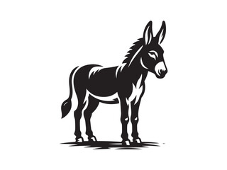 Black and White Vector Illustration of a Donkey in Minimal Style silhouette