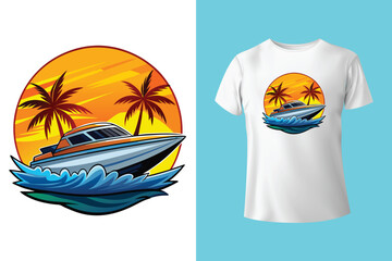 Illustration of colorful pirate ships. AI generative.