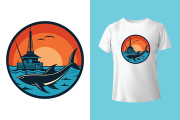 Illustration of colorful pirate ships. AI generative.