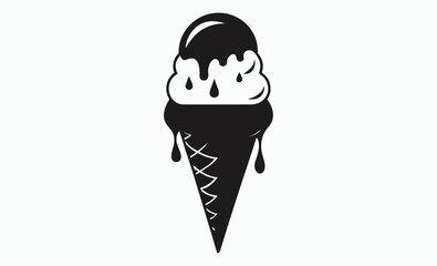 Ice cream cone silhouette, dessert icon vector, sweet treat symbol, ice cream cone silhouette vector illustration 