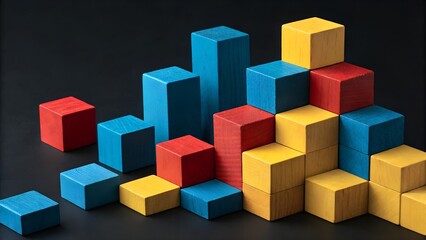 Obraz premium Abstract geometric background with Red cubes - Trendy 3D background