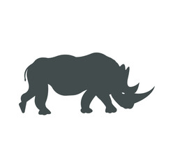 Defensive pose strong rhino. Rhino logo, wildlife concept.