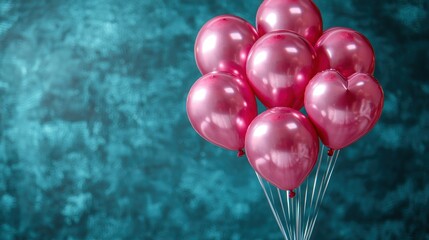 Pink balloons against mottled blue backdrop